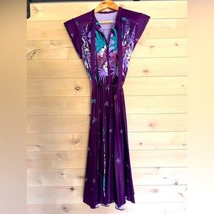 Vintage dress, purple print, size 8